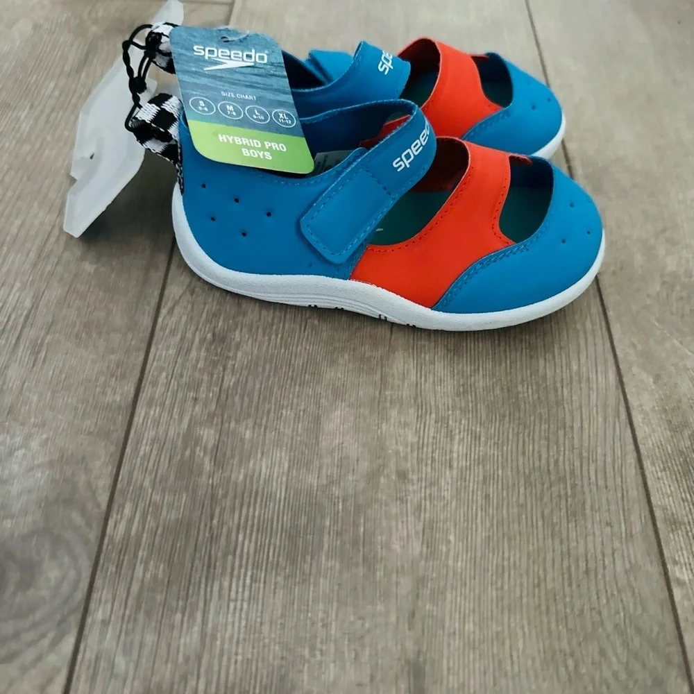 Speedo Toddler Hybrid Pro Kid's Water Swim Shoes- Aqua Blue small 5-6 new
